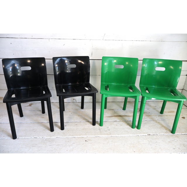 Black Plastic Model 4870 Dining Chairs by Anna Castelli Ferrieri for Kartell, 1980s, Set of 4 For Sale - Image 8 of 14