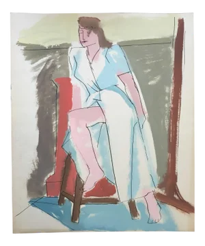 "Slit" 1950's Gouache Painting Mid Century Female