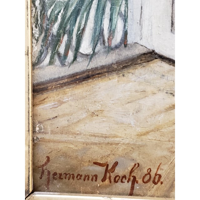 Figurative Late 19th Century Hermann Koch, "Woman With Tray" Figurative Oil Painting, Framed For Sale - Image 3 of 13