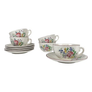 Large Streetlight Cups with Saucers from KG Lunéville, 1980s, Set of 10 For Sale