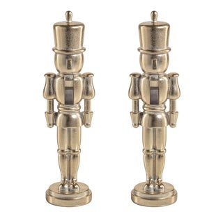 Hartwin Large Gold Metallic Decorative Nutcracker Figurines, Set of 2 For Sale