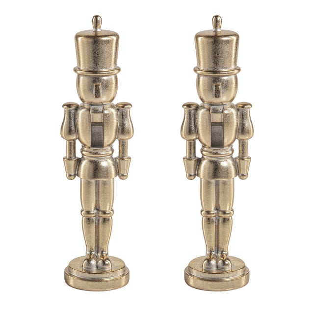Hartwin Large Gold Metallic Decorative Nutcracker Figurines, Set of 2 For Sale