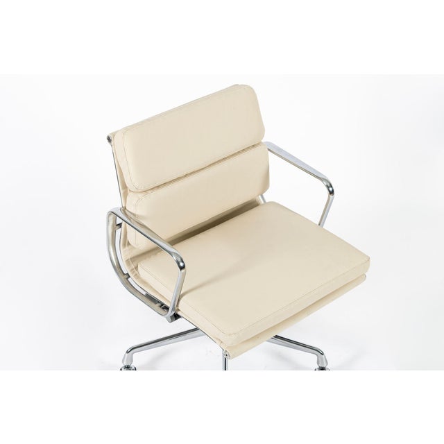 Eames for Herman Miller Tan Cream Office Chairs in Schumacher Vegan Leather For Sale - Image 9 of 11