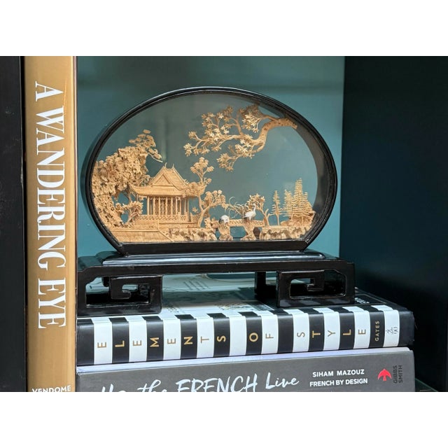 Chinoiserie Mid 20th Century Vintage Chinese Cork Carving Pagoda Landscape Diorama / Art Sculpture For Sale - Image 3 of 12