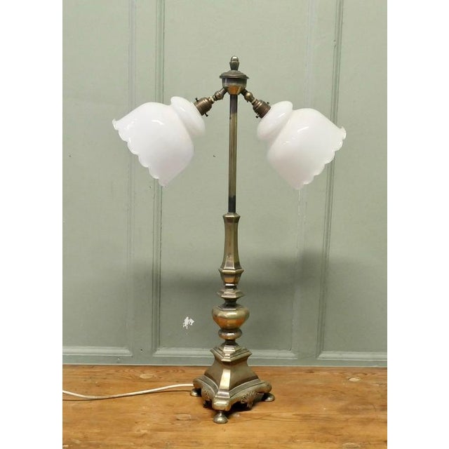 Metal Brass Twin Angled Reading Lamp, 1920 For Sale - Image 7 of 8