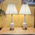 Metal Mid 20th Century Pair of Vintage White Crackle-Glaze Table Lamps With Pleated Shades – 35” For Sale - Image 7 of 18