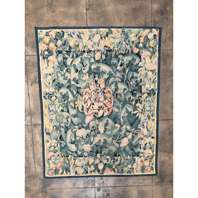 This beautifully woven vintage tapestry, dating to circa 2000, features an elaborate botanical composition inspired by...