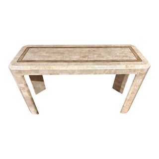 Tessellated Fossil Console Sofa Table Attributed to Maitland Smith For Sale