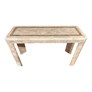 Tessellated Fossil Console Sofa Table Attributed to Maitland Smith