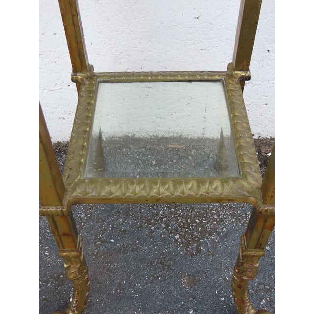 Victorian Onyx Top Two Tiers Flower Statue Stand Pedestal Table 6343 For Sale - Image 12 of 17