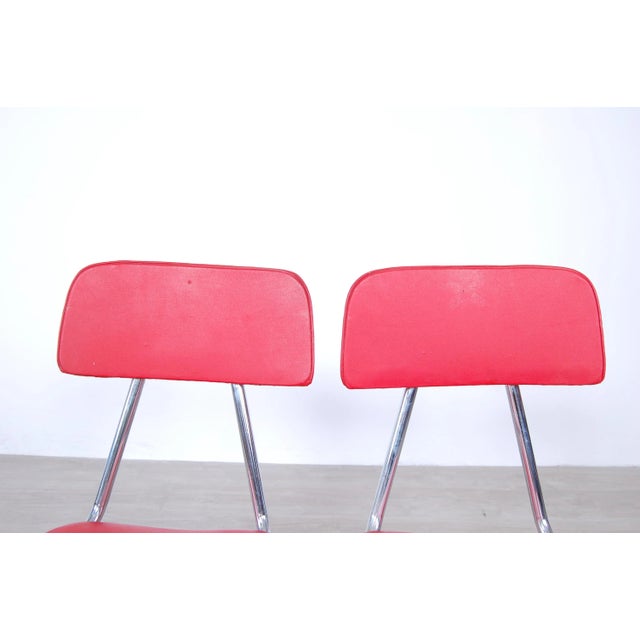 Red Vintage Vinyl Kitchen Chairs in Red, Set of 4 For Sale - Image 8 of 13