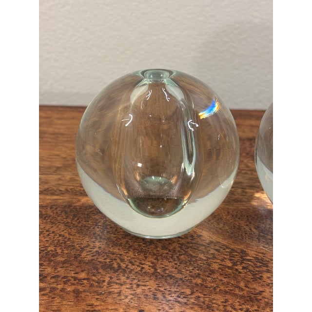 Mid-Century Modern 1960s Swedish Blown Glass Bud Vases, Pair, Scandinavian Modern For Sale - Image 3 of 7