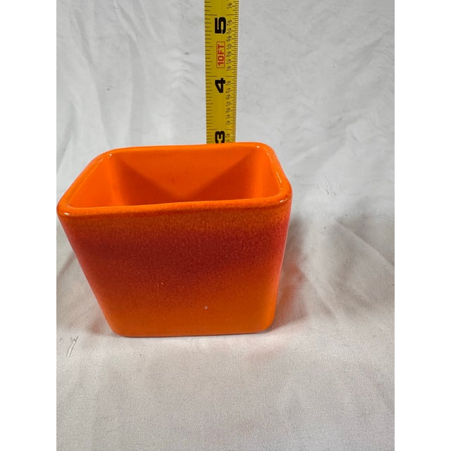 Ceramic Little Vintage Haeger Orange Rectangular Pot Sp-43 For Sale - Image 7 of 9