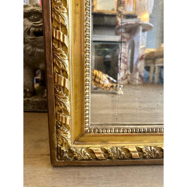 Large Ornate French Overmantel Gold Gilt Mirror, 1820 For Sale - Image 4 of 13