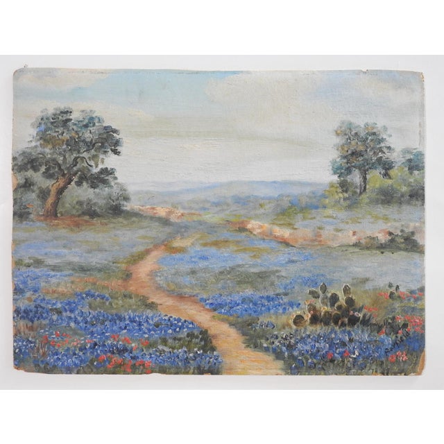 Paint Early 20th Century Texas Bluebonnet Landscape Painting For Sale - Image 7 of 7