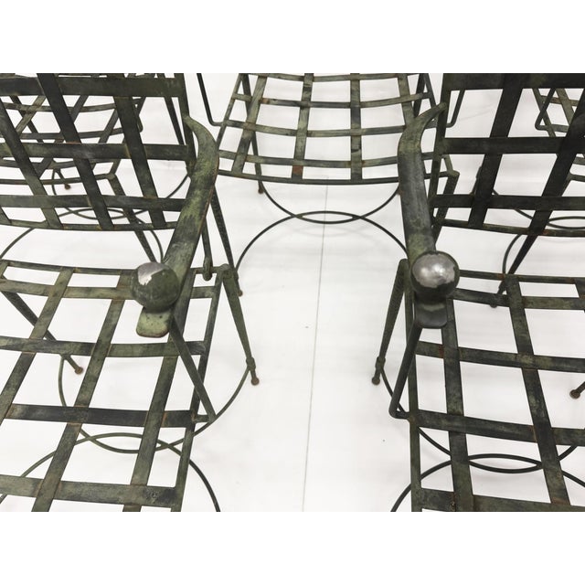 1970s Set of Six Mario Papperzini for Salterini, Iron Lattice Outdoor Armchairs, Attributed For Sale - Image 13 of 18