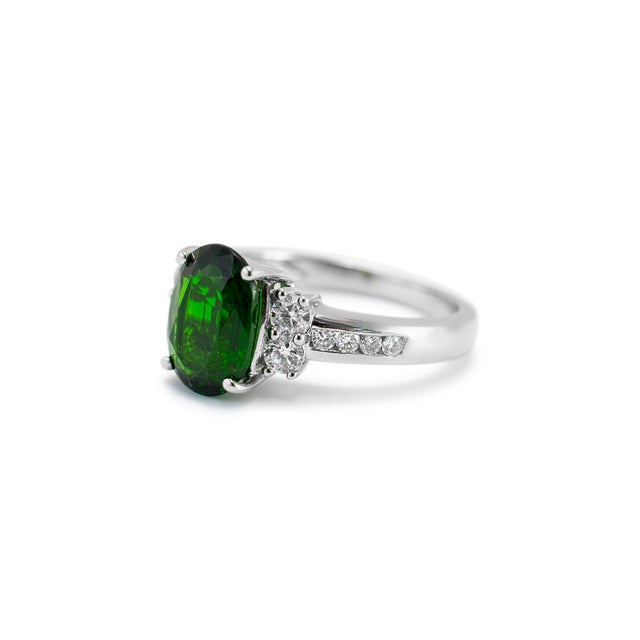 Ladies 14k White Gold Tourmaline Accented Diamond Cocktail Ring, Size 7.25 For Sale - Image 4 of 9
