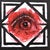 Embers Stare 3 by Stefan Smit | Oil on Panel Eye in red tones with geometric background For Sale