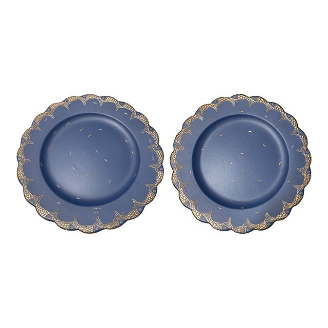 Mid 20th Century Two Emilia Castillo Ceramic and Silver Inlay Plates For Sale