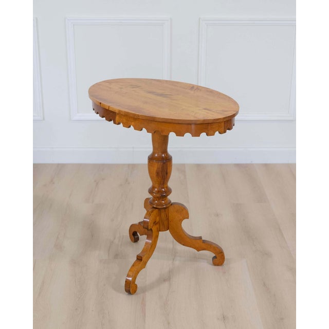 19th Century Swedish Oval Flame Birch Side Table, Circa 1890 For Sale In Atlanta - Image 6 of 9