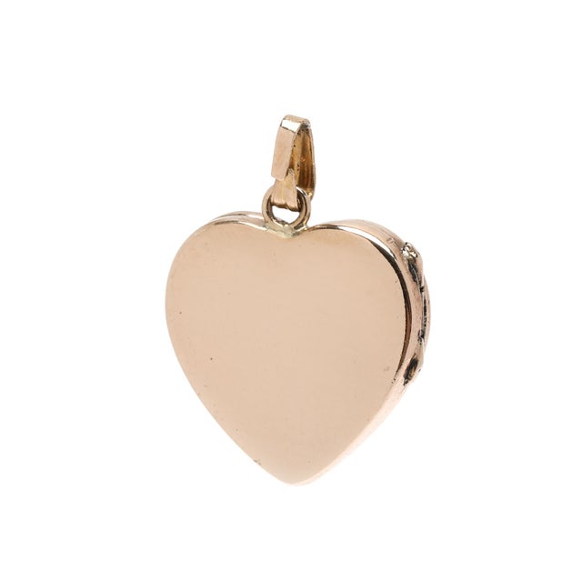 Modern 1990s Small Diamond Heart Locket, 14k Yellow Gold, Length .75 In For Sale - Image 3 of 3