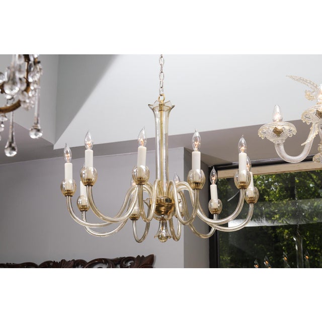 1960s 10-Light Venetian Glass Chandelier - Italy For Sale - Image 11 of 18