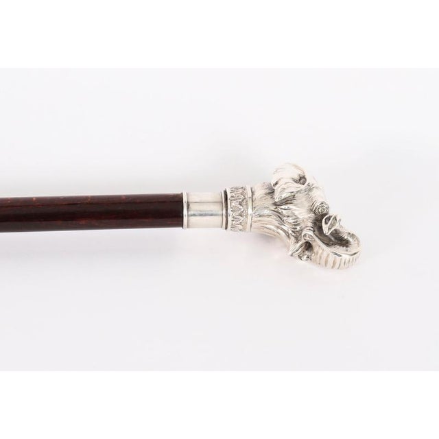 Antique Sterling Silver Elephant Walking Cane Stick, 1800s For Sale - Image 4 of 17