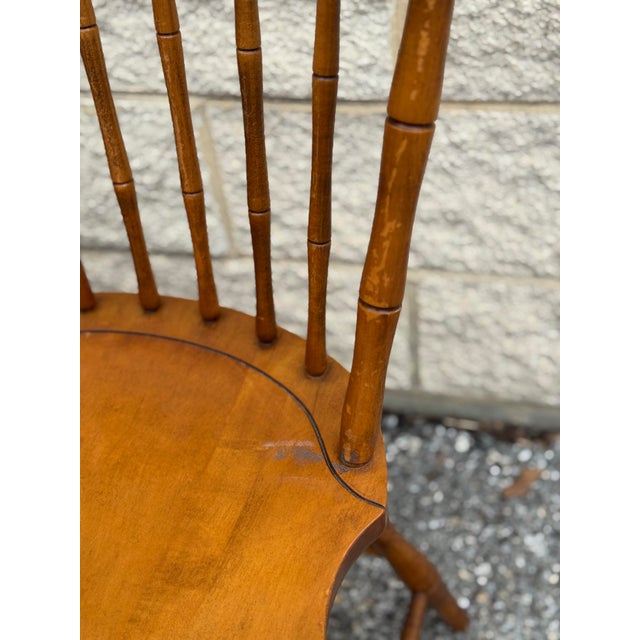 Set of 6 Windsor Style Spindle Back Dining Chairs, Warm Honey Tone For Sale - Image 11 of 12