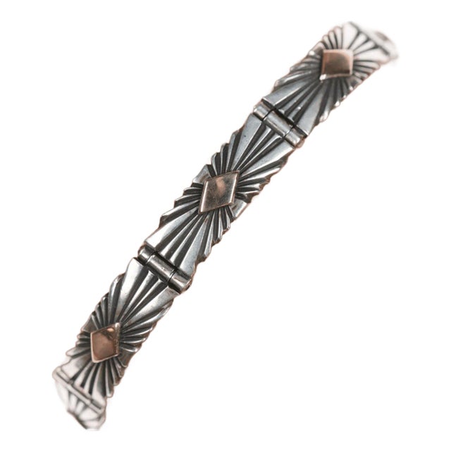 6.5" Pat Bedoni Navajo 14k/Sterling link bracelet For Sale