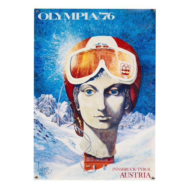 Olympia 76 Innsbruck Poster by Helmut Leherb, 1970s For Sale