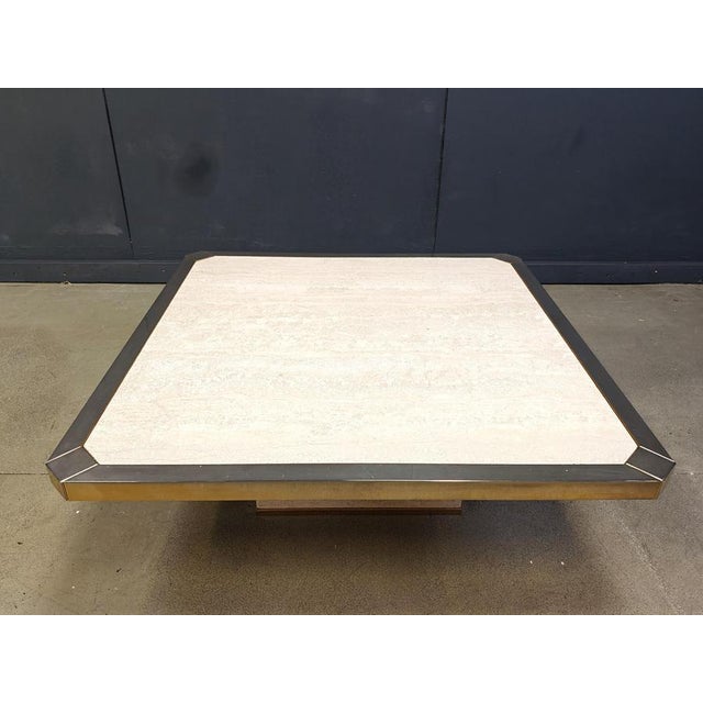 Vintage 23kt Gold and Travertine Coffee Table from Belgochrom, 1970s For Sale - Image 10 of 12