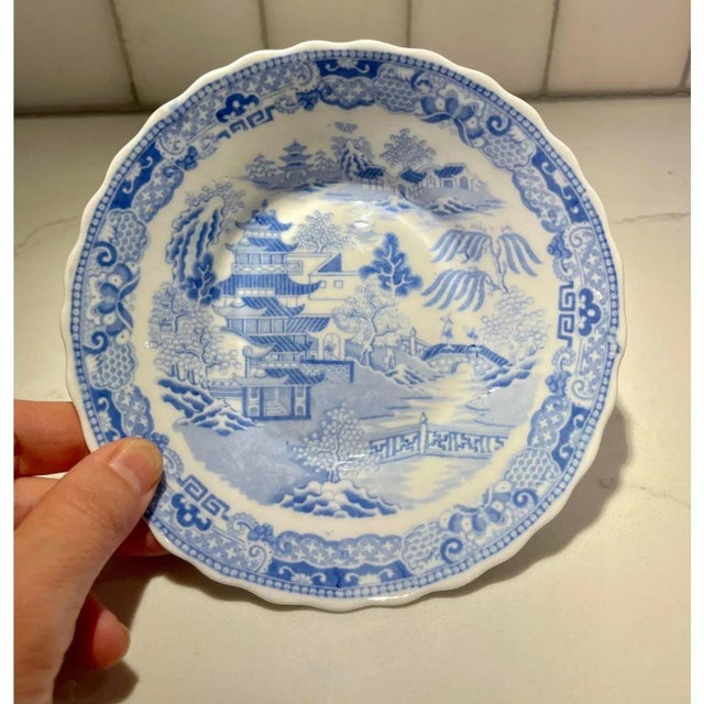 Ceramic Antique Blue & White Chinoiserie Decorative Bowl For Sale - Image 7 of 8
