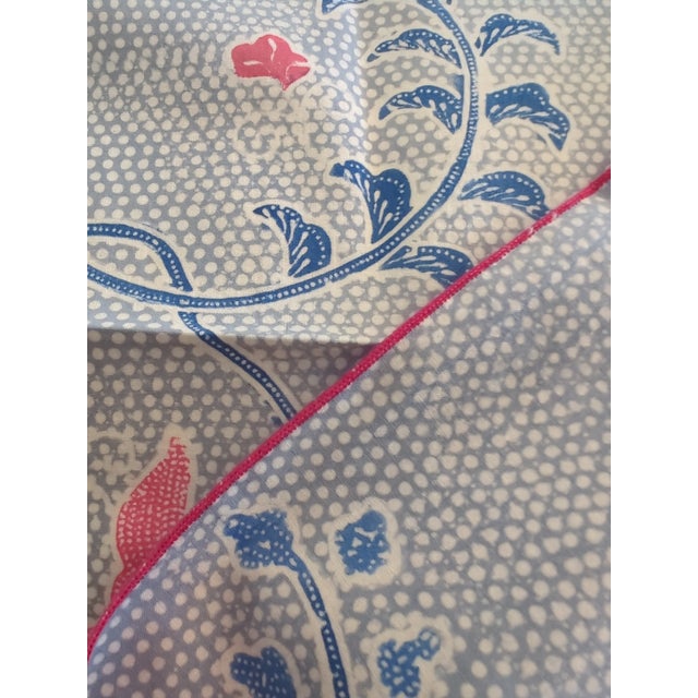 China Seas Vintage China Seas Quadrille Designer Fabric Napkins Set of 11 | Chinoiserie Blue Pink Floral | 18x18 | to-the-Trade Luxury Textile For Sale - Image 4 of 11