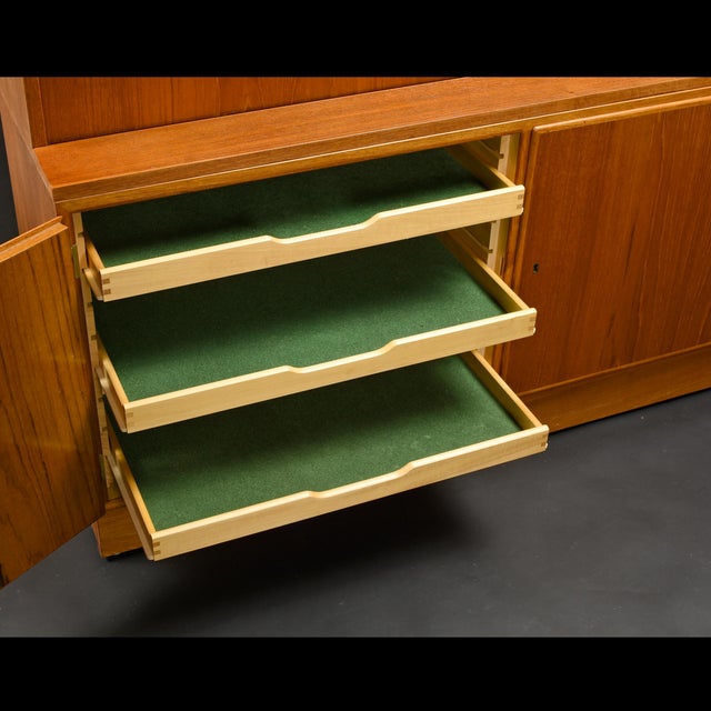 Poul Hundevad Teak Two-Piece Cabinet, Bookcase & Drop-Front Secretary, Denmark For Sale - Image 11 of 16