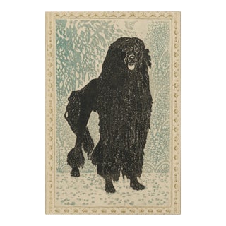 Atelier Aria Lumae Arts and Crafts Style Black Standard Poodle Dog Silhouette Geometric Lithograph Fine Art Gallery Board Print 18 X 24 For Sale