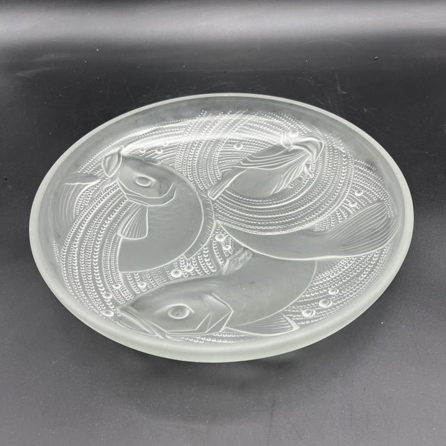 Frosted Pressed Glass Cup with Carp Fish Decoration by Pierre Davesn, 1930s For Sale - Image 18 of 18