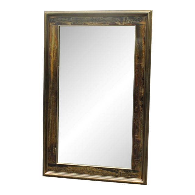 1970's Traditional Exotic Carved Wood Mastercraft Wall Mirror For Sale