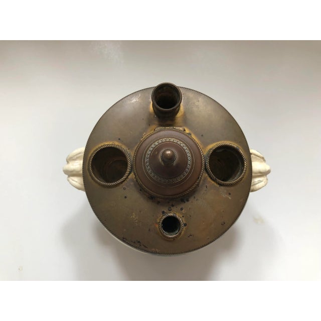 French Antique French Porcelain Hand Painted Inkwell For Sale - Image 3 of 8