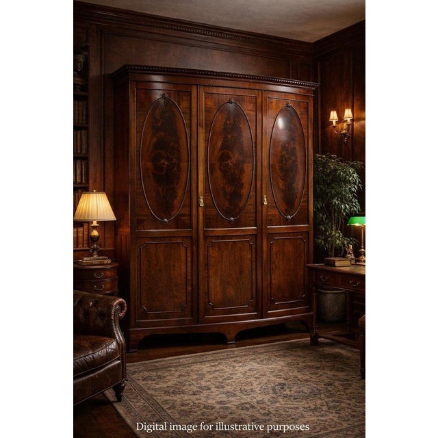 Edwardian Flame Mahogany Bow Front Wardrobe, 1900s For Sale - Image 10 of 11