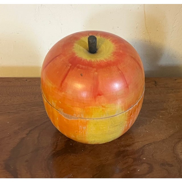 Antique Early 20th Century Paint Decorated Carved Wood Apple Box For Sale - Image 4 of 15