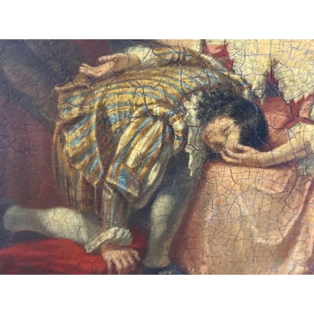 Black French 19th Century Genre Scene in an 18th Century Interior, Signed “Monfallet” and Dated 1853, Oil on Canvas. For Sale - Image 8 of 11