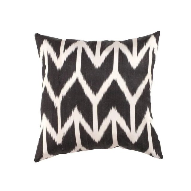 Contemporary Contemporary Silk Ikat Bohemian Throw Pillow For Sale - Image 3 of 3