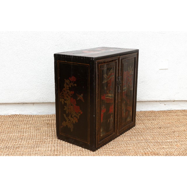 Antique Dramatic Painted Oriental Cabinet For Sale In Los Angeles - Image 6 of 11