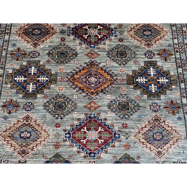 Hand-Knotted Afghan Kazak Wool Area Rug - 8'2" X 10' For Sale - Image 10 of 14