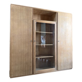 Large Vintage Burr Wood Display Cabinet, 1950 For Sale