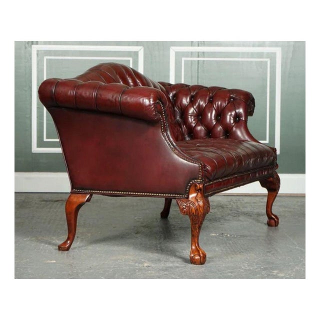 Animal Skin Regency Camel Back Chesterfield Sofa in Hand-Dyed Burgundy Leather For Sale - Image 7 of 10