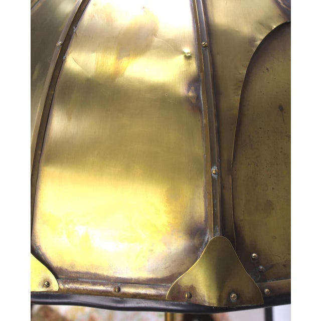 Early 1900s Solid Brass Floor Lamp With Brass Dome Shade For Sale - Image 11 of 12