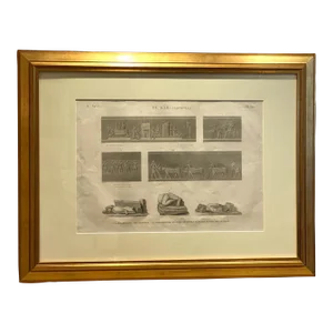 Circa 1810 Engraving of Ancient Egyptian Art & Artifacts, France