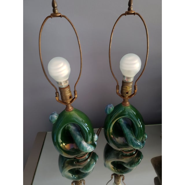 1960s Vintage Royal Haeger Teal Drip Glaze Pottery Lamps ...