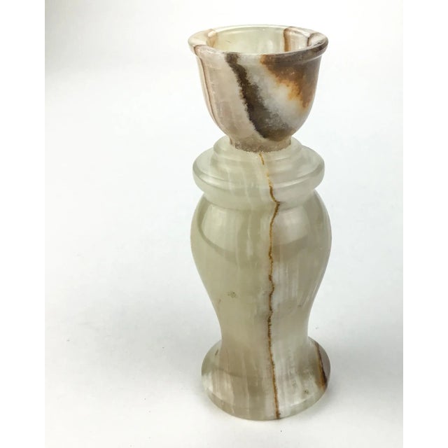 1970s Genuine Hand Carved Onyx Stone Candle Holder For Sale - Image 5 of 9